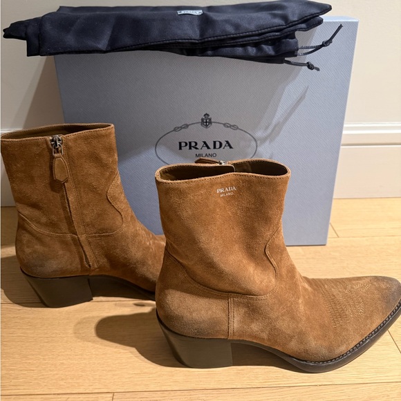PRADA Suede Western Booties size 39 NWT - Picture 3 of 7